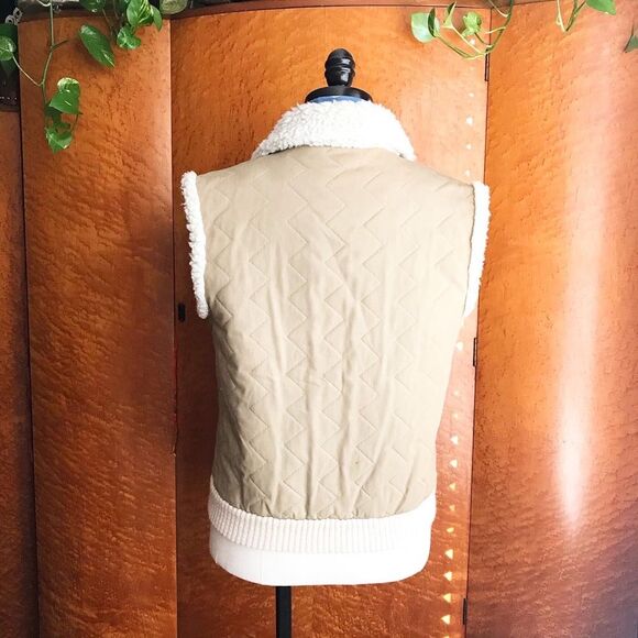SHERPA LINED 70’s Vintage Khaki Tan Quilted Vest M - Picture 10 of 10